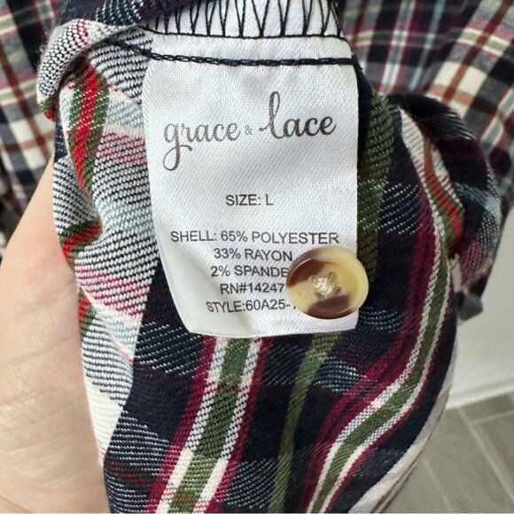 NEW Grace and Lace Stretch Flex Flannel Plaid Dress Size L - Picture 8 of 9